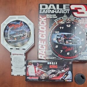 Dale Earnhardt Race Clock, Diecast Car, Book And Lightning Quick Plate